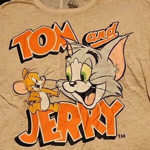 Tom and Jerry Womens Shirt - Beige and Orange
